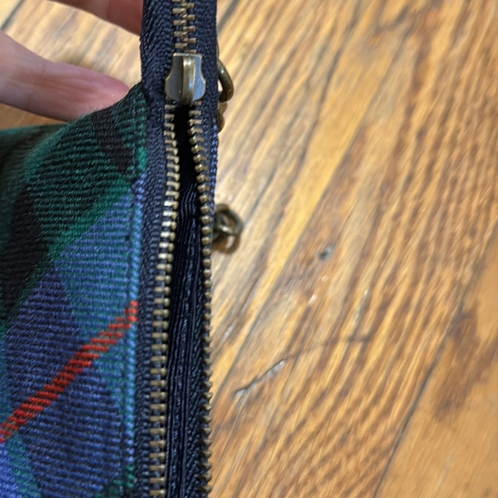 j. Crew tartan Plaid Chain Strap Women's clutch 100% wool MISSING zipper pull - Picture 6 of 6